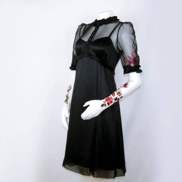 Marc Jacobs Black Silk and Lace Cocktail Dress - Picture 2 of 7